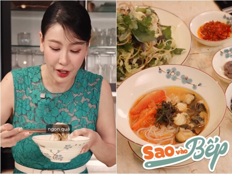 Hoa hậu Hà Kiều Anh làm món đặc sản, Quang Linh và dàn sao Việt xuýt xoa nhưng vợ Bình Minh lại “trách”