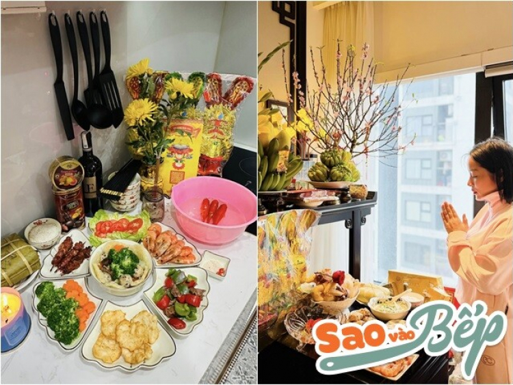 Chiêm ngưỡng mâm cỗ cúng ông công ông Táo của sao Việt: Người cầu kỳ gần chục món, người giản đơn