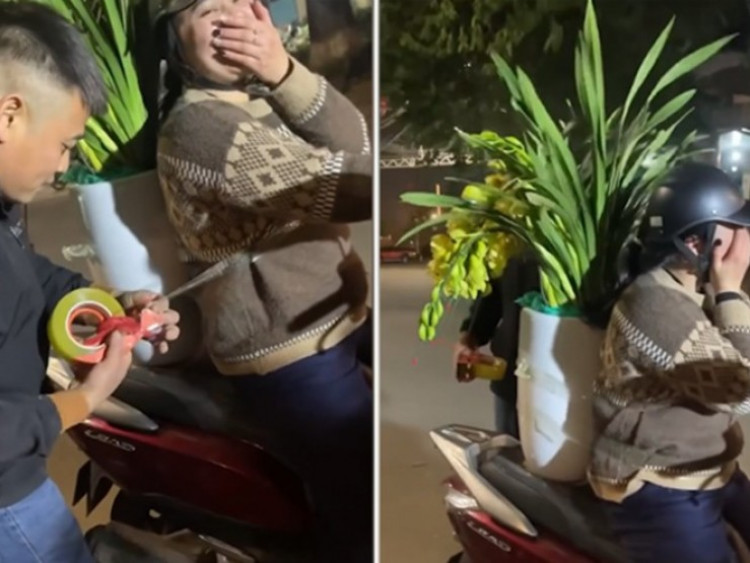 Clip: Cười nghiêng ngả cảnh buộc hoa ngày Tết có 1-0-2