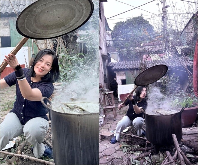 Sao Việt gói bánh chưng: NSND Trịnh Kim Chi nhảy múa bên nồi bánh, Minh Hằng "gây bão" khi tự khen - 16