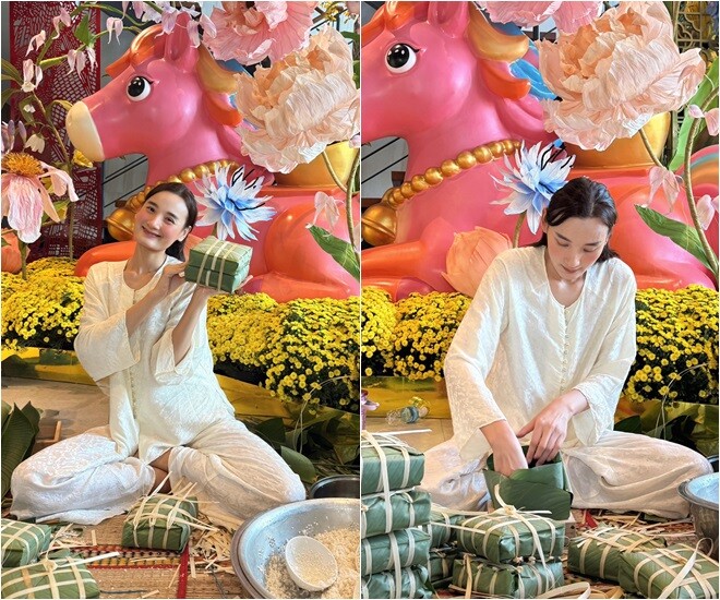 Sao Việt gói bánh chưng: NSND Trịnh Kim Chi nhảy múa bên nồi bánh, Minh Hằng "gây bão" khi tự khen - 10