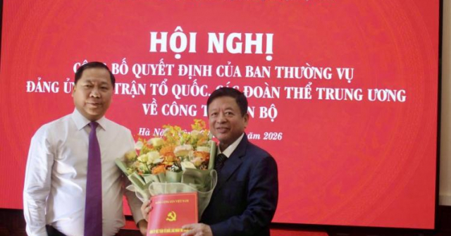 Công bố Quyết định của Ban Thường vụ Đảng ủy Mặt trận Tổ quốc, các đoàn thể Trung ương về công tác cán bộ đối với Bí thư Đảng ủy Liên hiệp các Hội VHNT Việt Nam nhiệm kỳ 2025-2030 