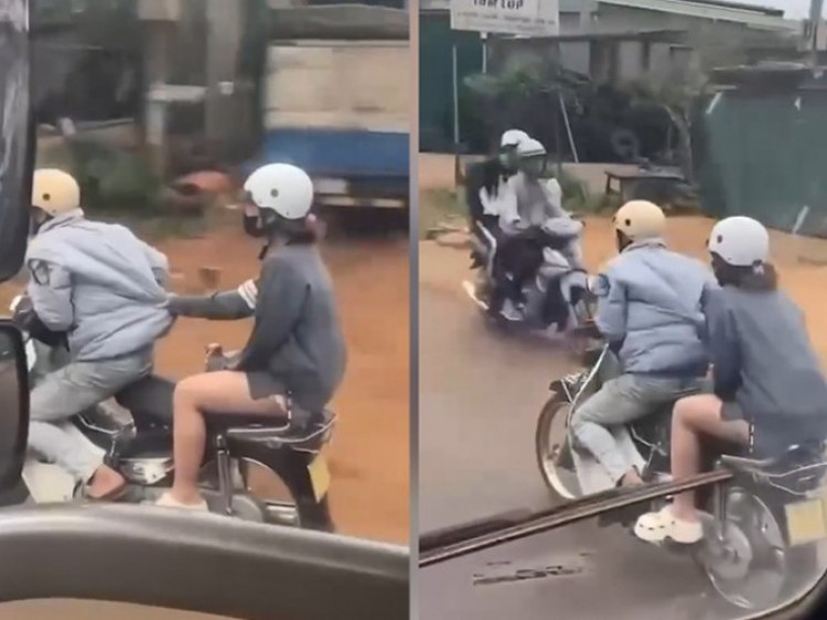 Clip: Thanh niên giận người yêu, ngồi tít đầu xe máy khiến dân mạng bật cười